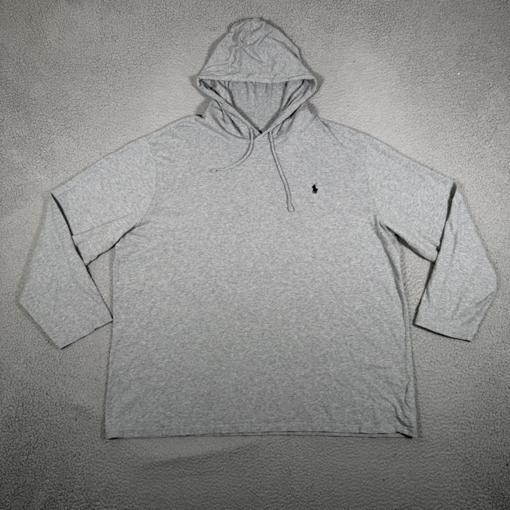 Polo Ralph Lauren Shirt Mens 2XB Gray Pullover Hoodie Lightweight Cotton Preppy